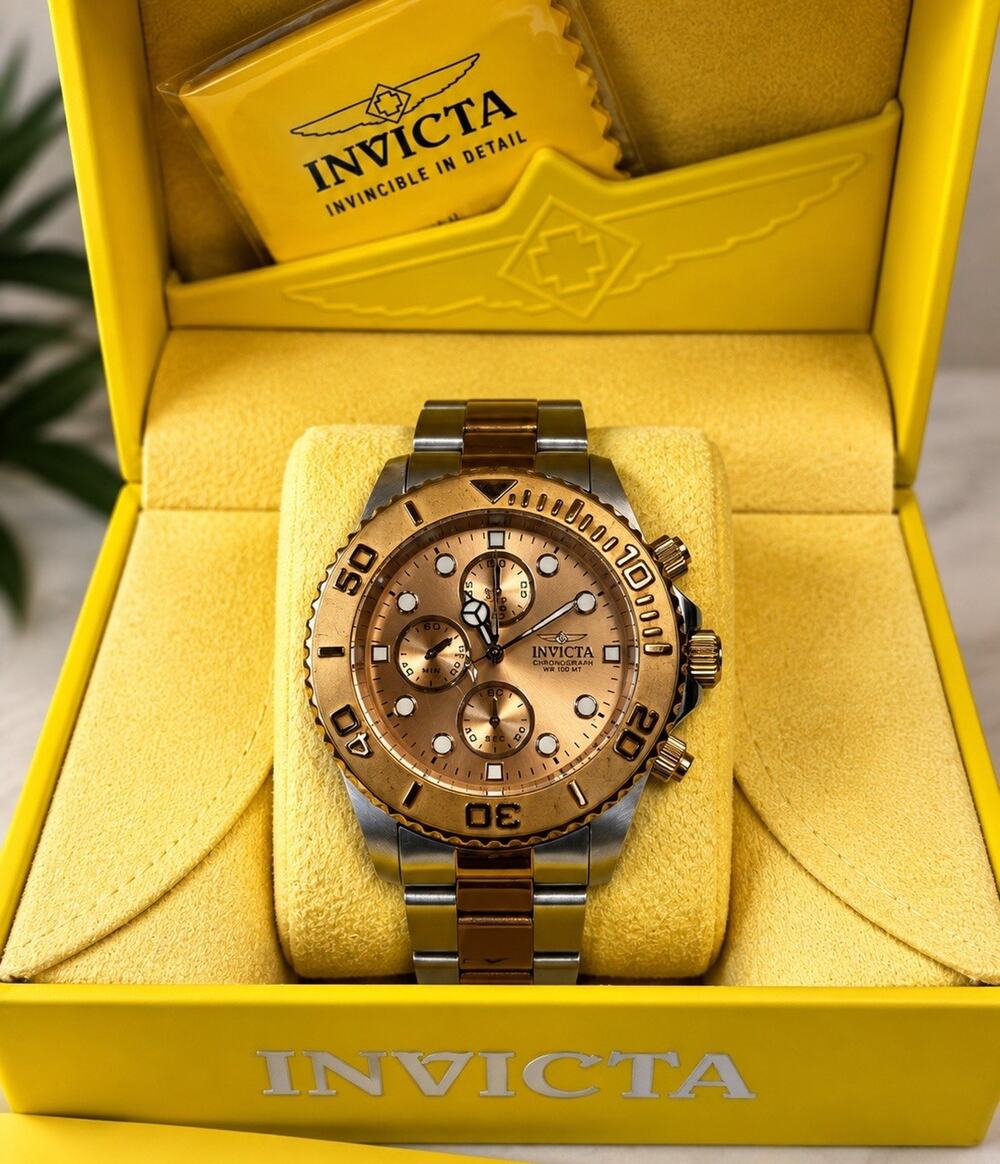 Invicta Pro Diver 1775 Rose Gold Two-Tone Chrono Men's Watch Box